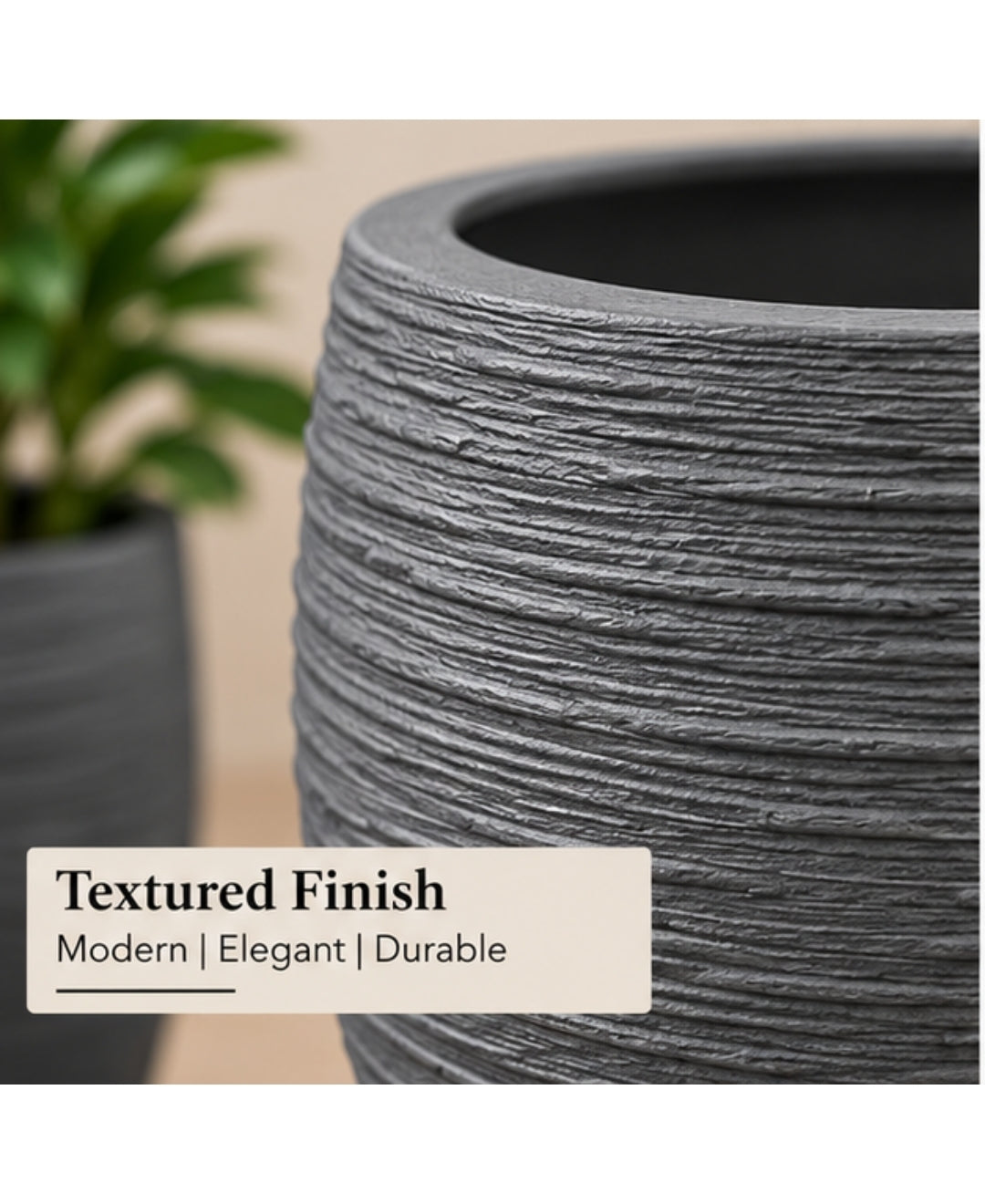 Grey Handcrafted Textured Bowl Decorative Large Planter