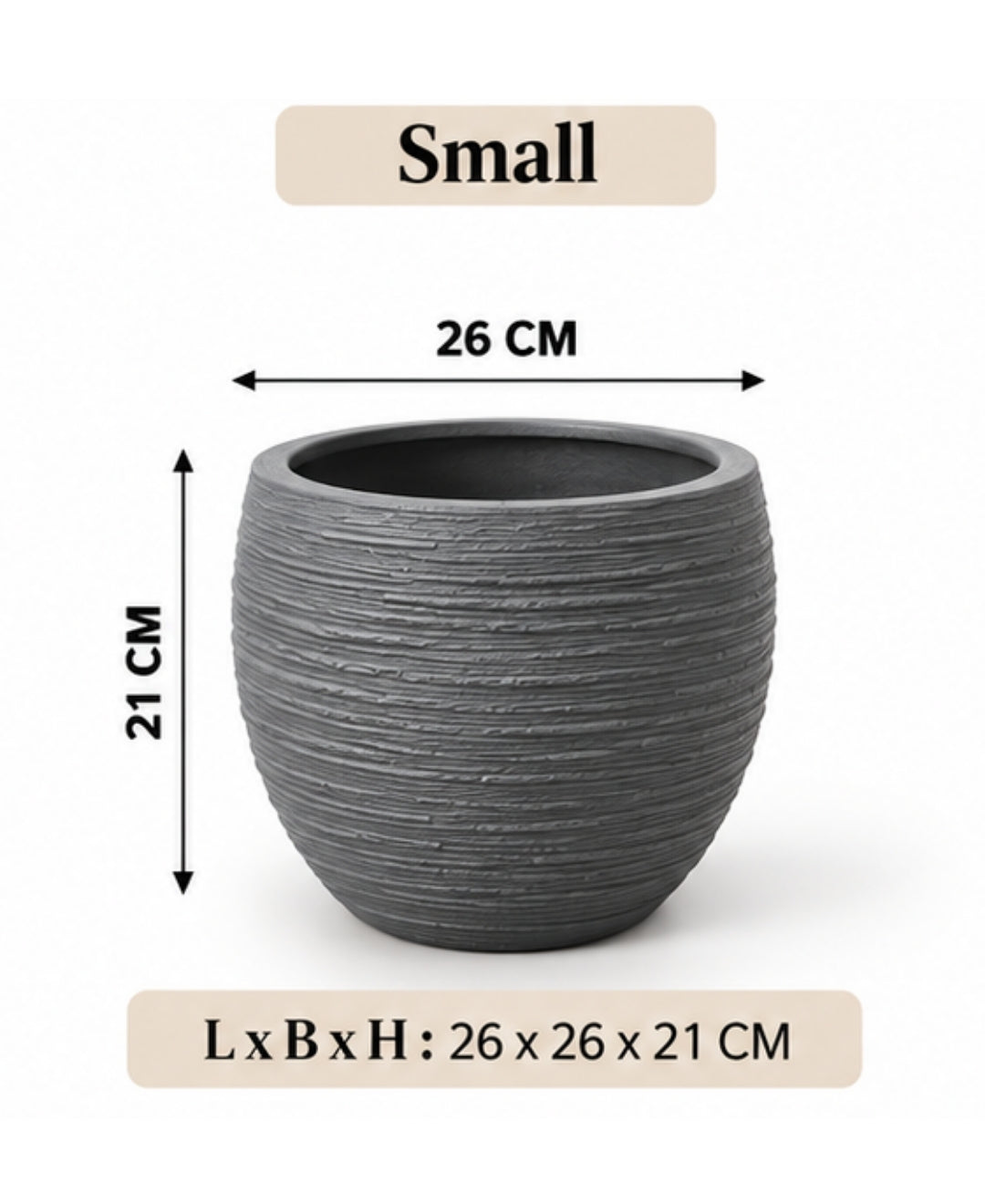 Grey Handcrafted Textured Bowl Decorative Small Planter