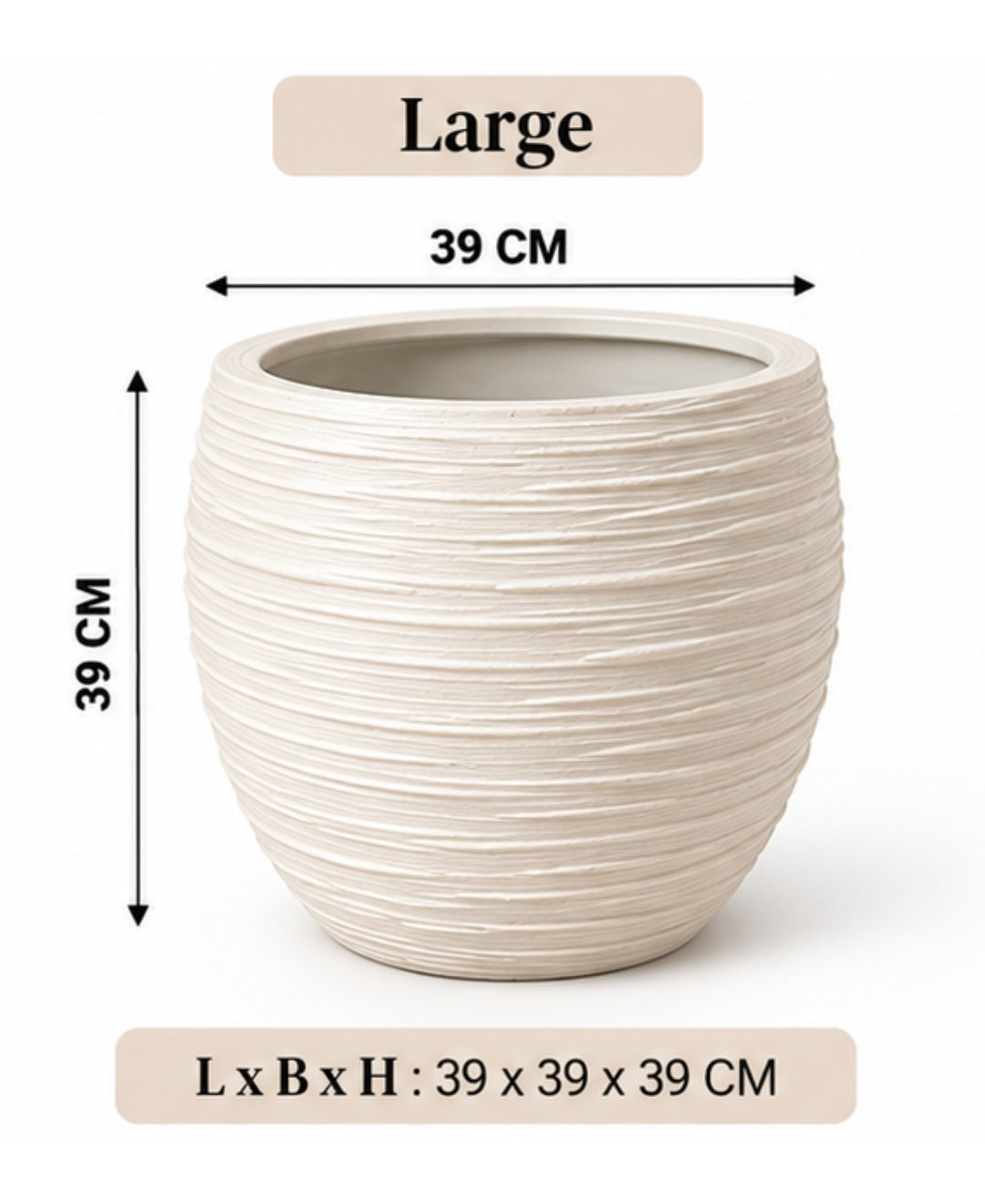 Handcrafted White Textured Bowl‑Shaped Decorative Large Planter