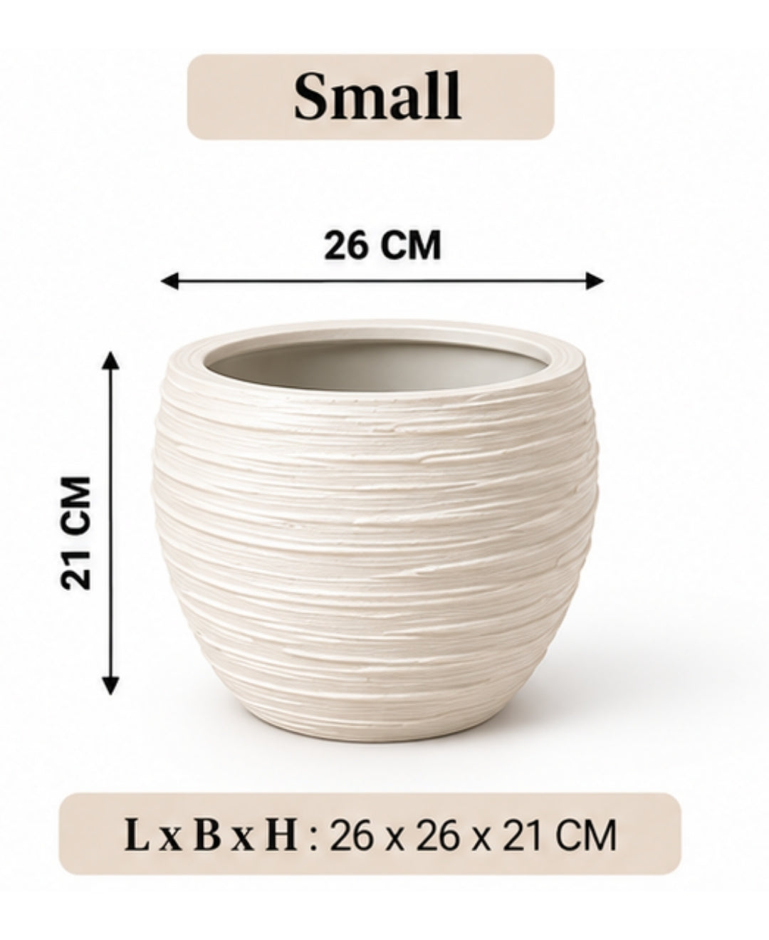 Handcrafted White Textured Bowl‑Shaped Decorative Small Planter