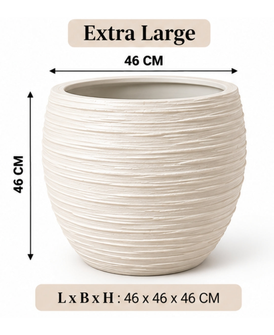 Handcrafted White Textured Bowl‑Shaped Decorative Extra Large Planter