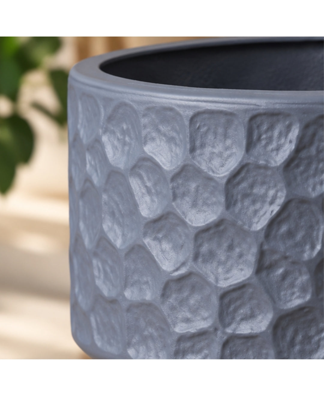 Grey Honeycomb Textured Pedestal Decorative Medium Planter