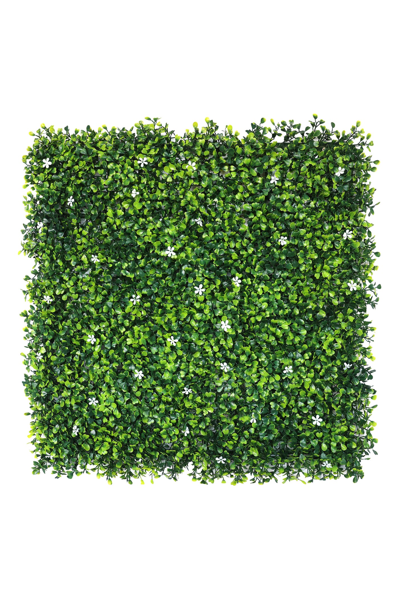 White Flowers With Small Lush Green Leaves Artificial Vertical Garden Wall Tile (Pack of 1)