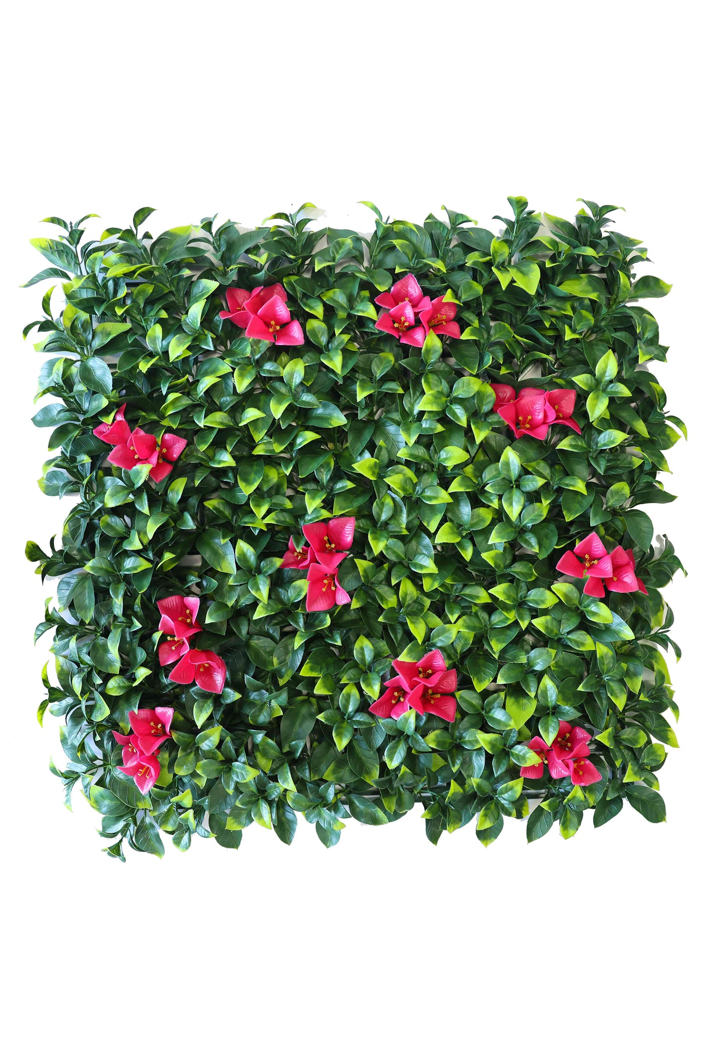 Blossom Pink Flowers With Long Lush Green Leaves Artificial Vertical Garden Wall Tile (Pack of 1)