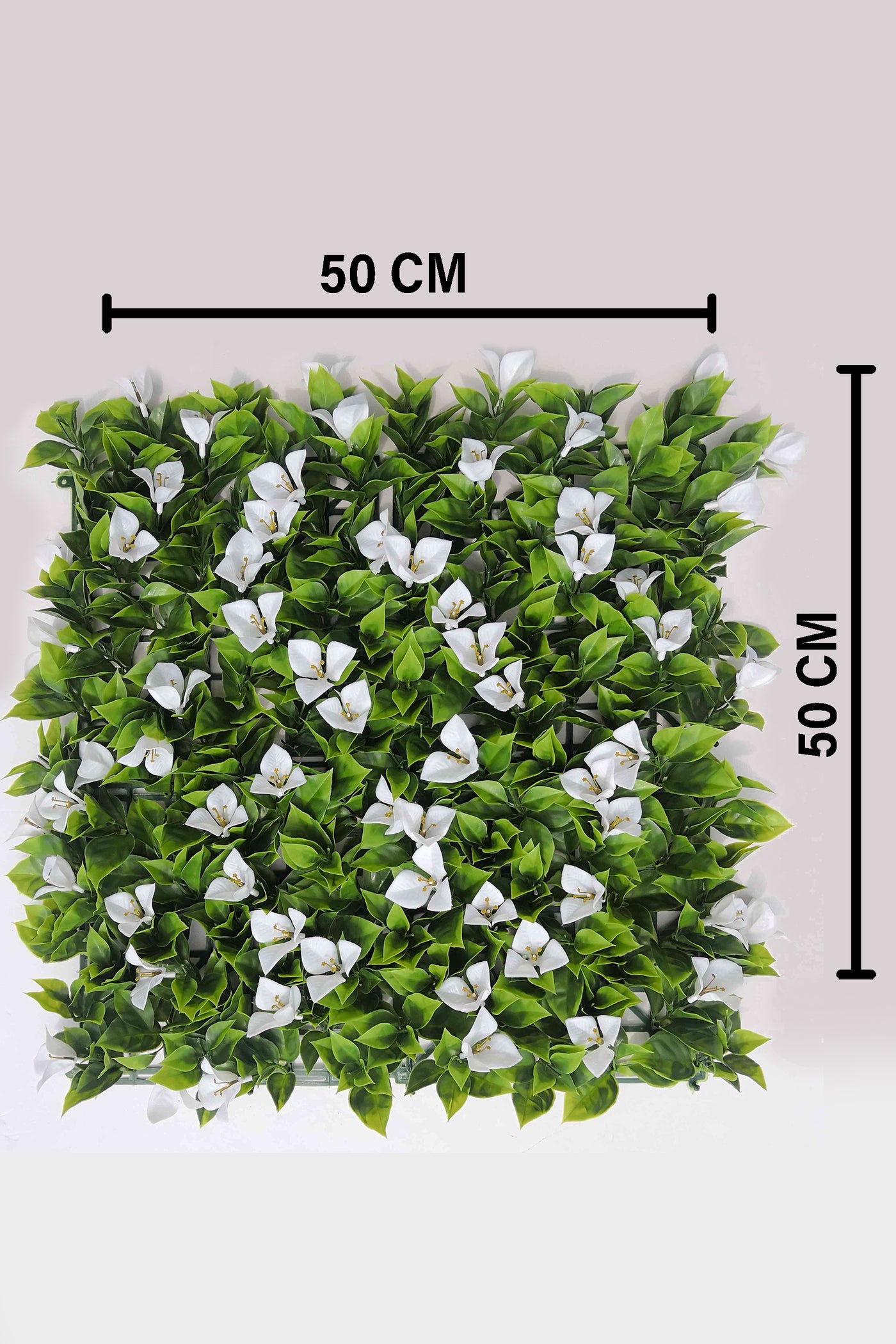White Flowers With Green Leaves Artificial Vertical Garden Wall Tile (Pack of 1)