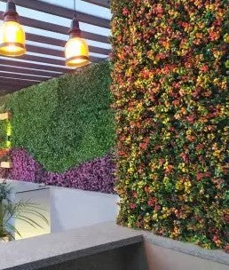 Multicolor Shade Leaves Artificial Vertical Garden Wall Tile (Pack of 1)
