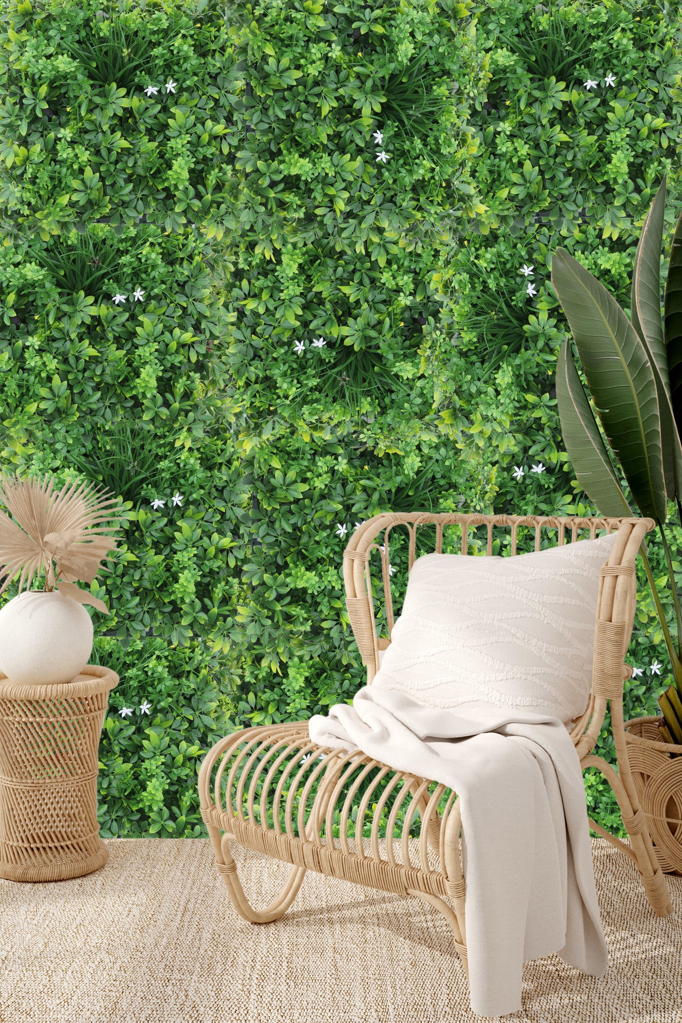 Luxury Flowering Artificial Green Leaves Vertical Garden Wall Tile (Pack of 1)