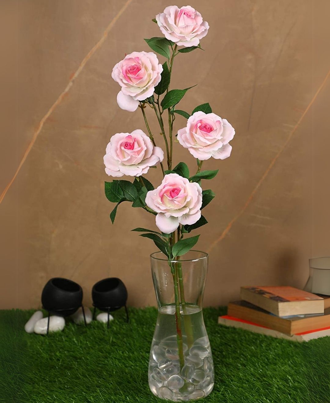 Velvetbloom Roses Pack Of 5 Luxurious Artificial Stems