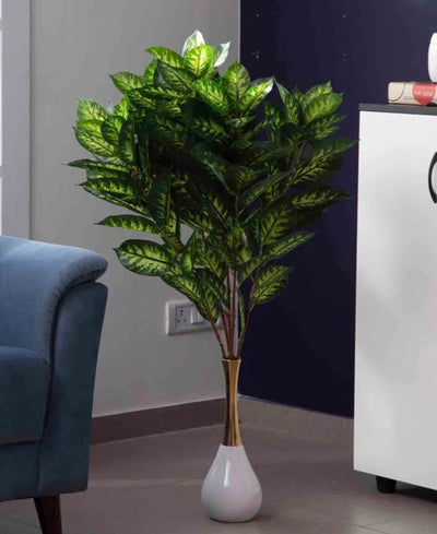 Pollination Tropical Artificial Green Plant With Medium Leaves Without Pot (Petite)