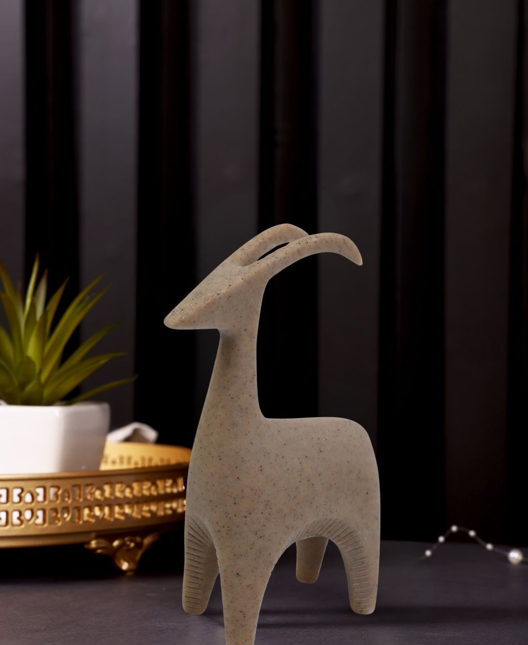 Stone-Finish Sheep Resin Sculpture