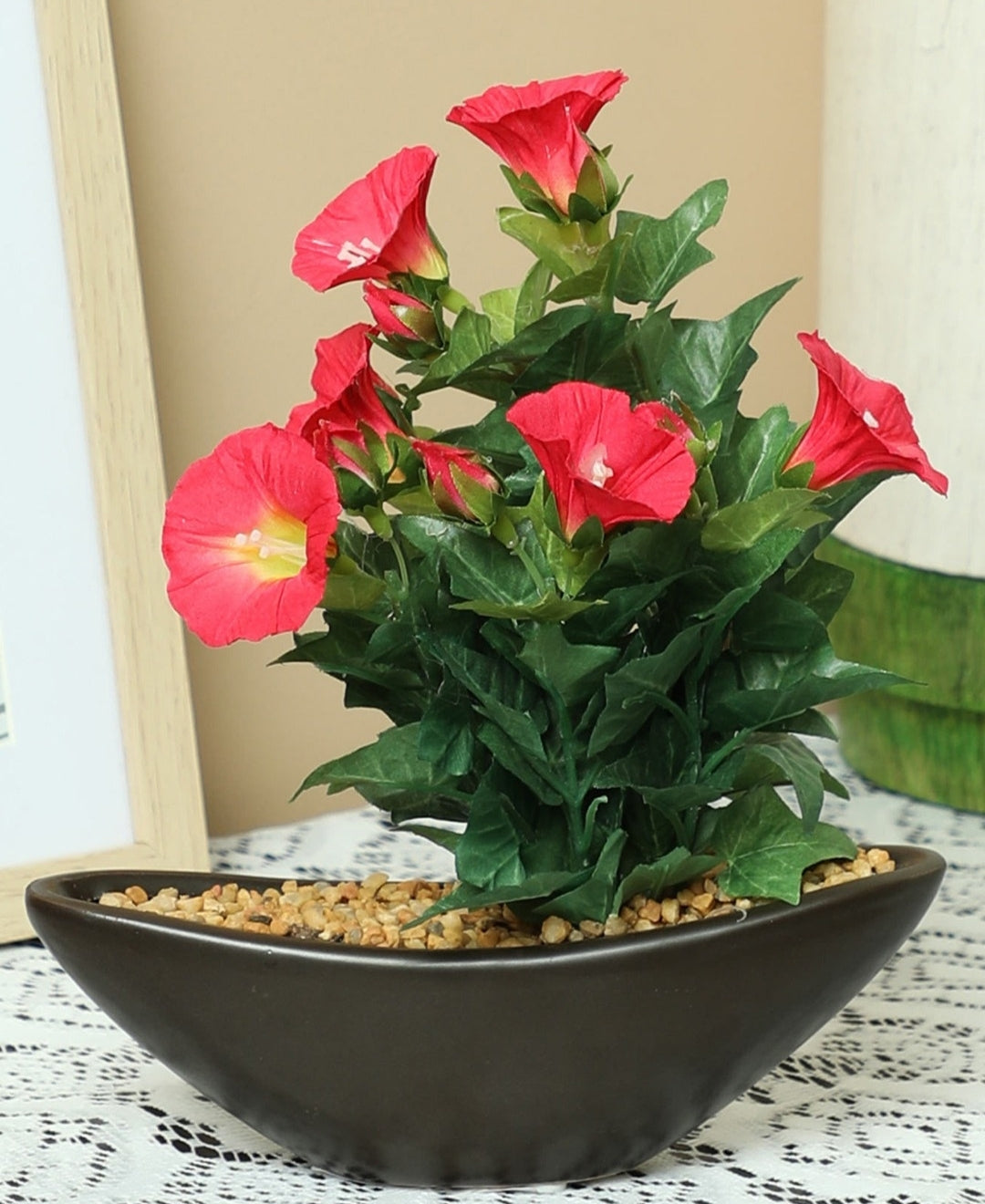 Everlasting Elegance Artificial Morning Glory Bonsai In Ceramic Vase