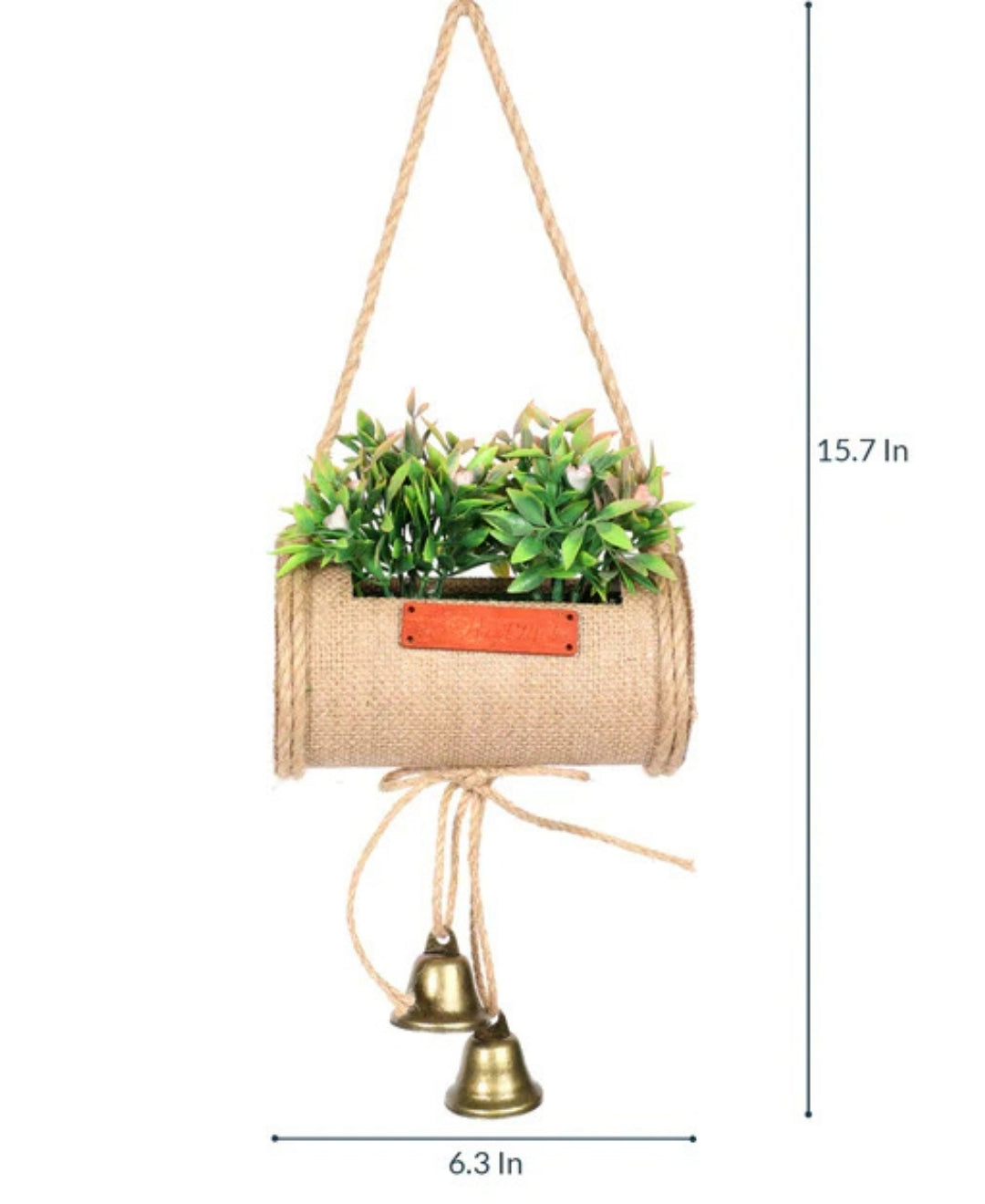 Jutecharm Bloomer- Hanging Bonsai In Jute Duffle With Bells