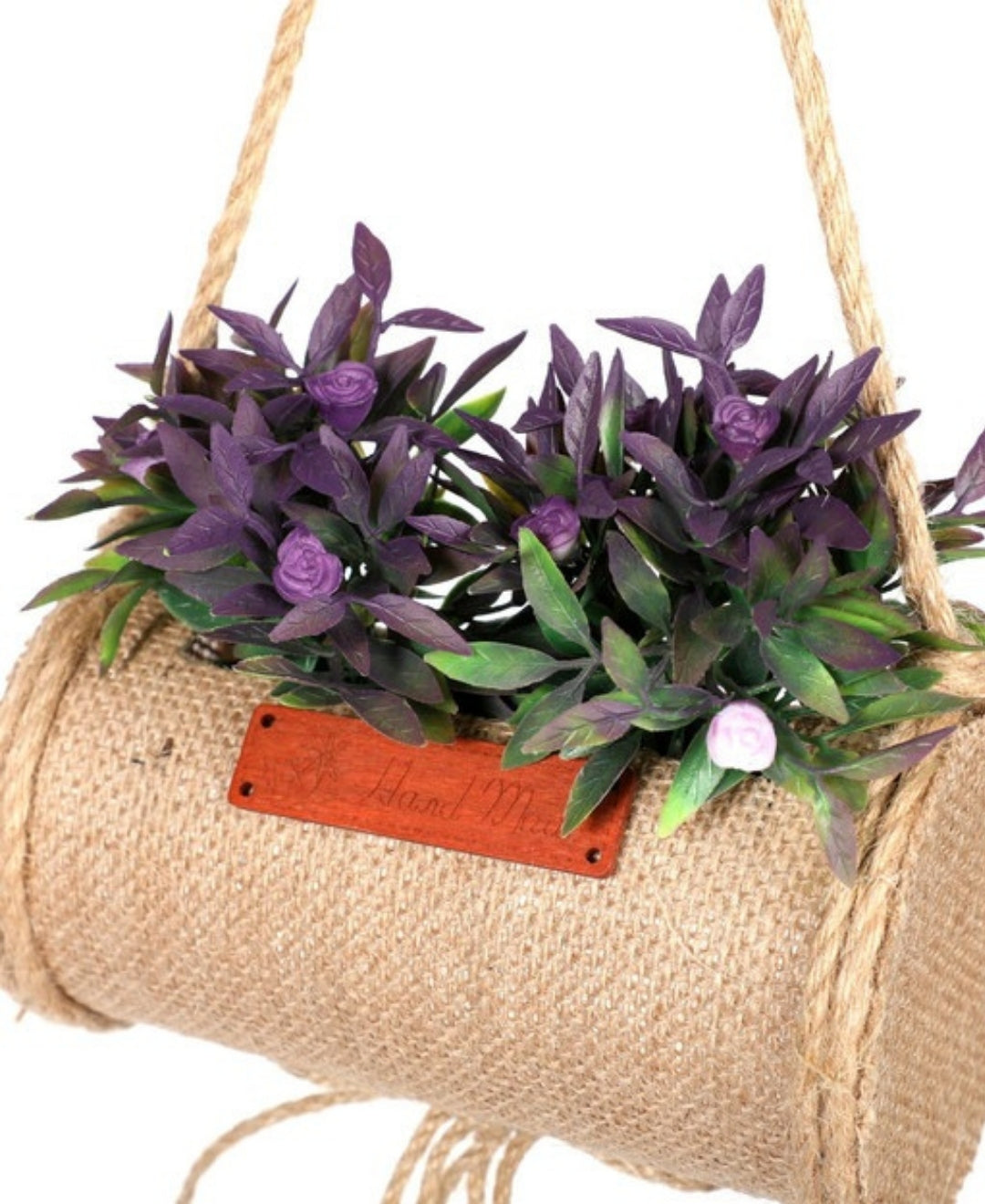 Jutecharm Bloomer- Hanging Bonsai In Jute Duffle With Bells