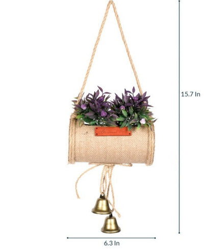 Jutecharm Bloomer- Hanging Bonsai In Jute Duffle With Bells