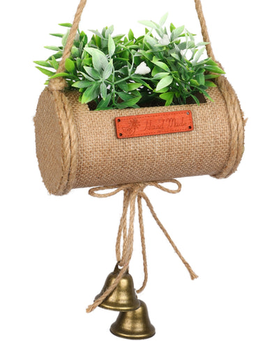 Jutecharm Bloomer- Hanging Bonsai In Jute Duffle With Bells