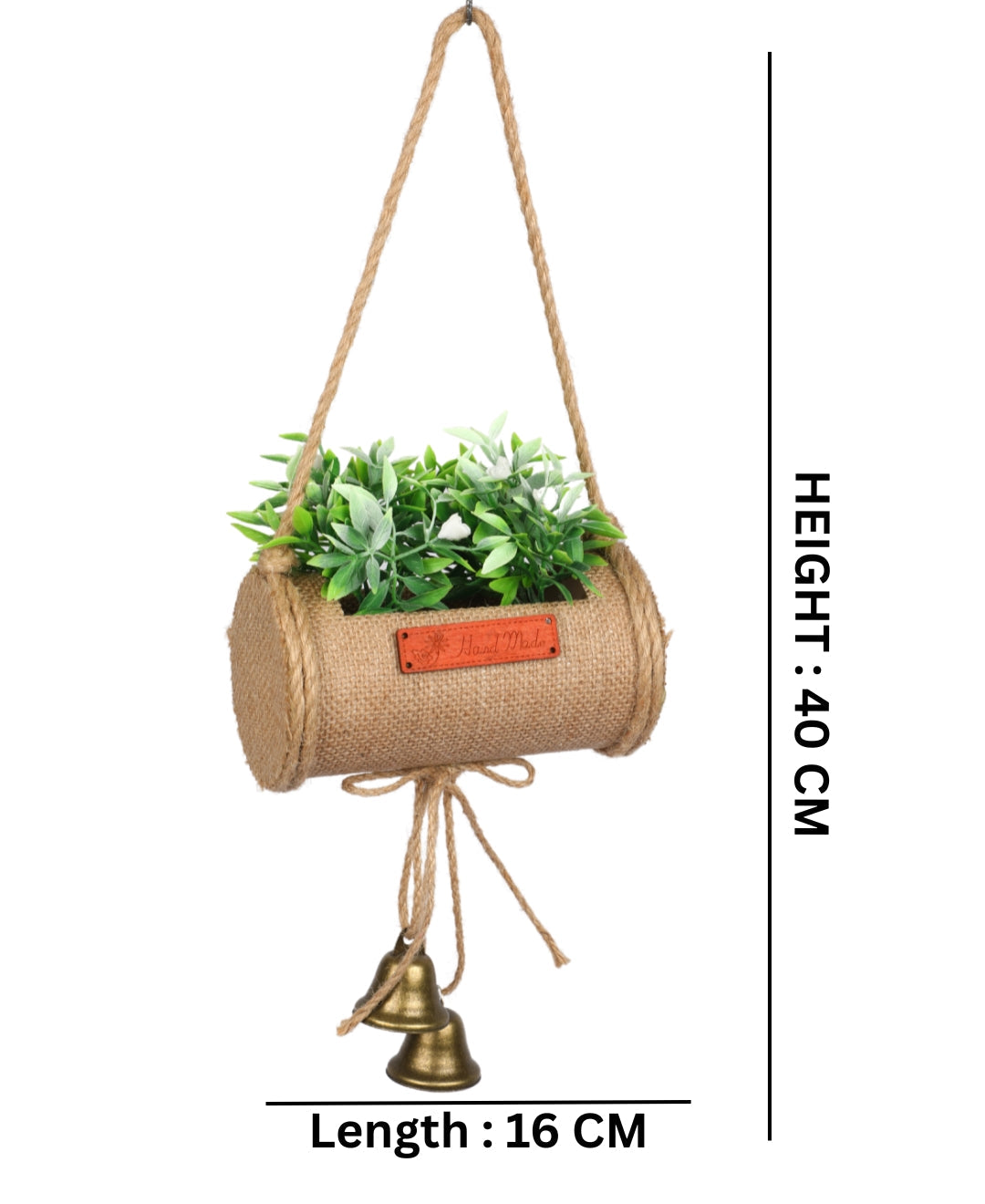 Jutecharm Bloomer- Hanging Bonsai In Jute Duffle With Bells