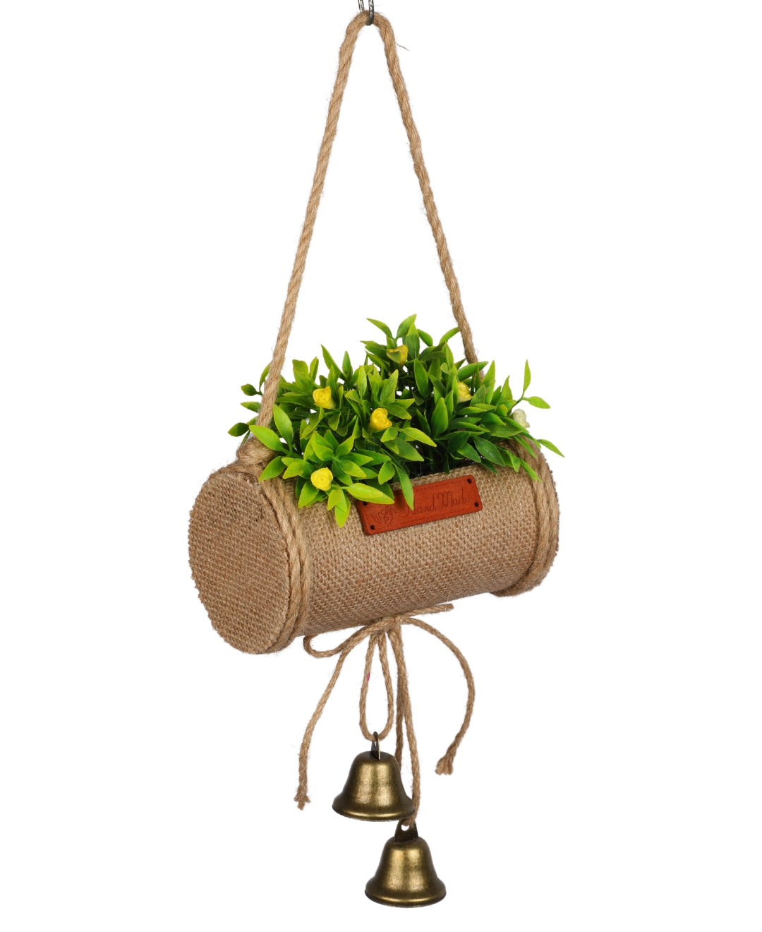 Jutecharm Bloomer- Hanging Bonsai In Jute Duffle With Bells