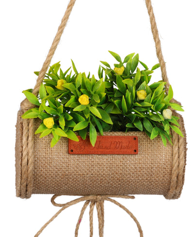 Jutecharm Bloomer- Hanging Bonsai In Jute Duffle With Bells