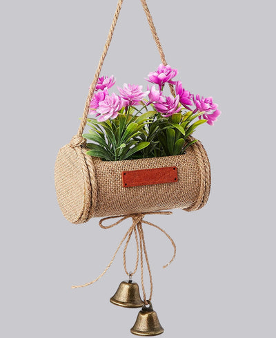 Bellblossom Hanging Bonsai In Jute Duffle With Bells