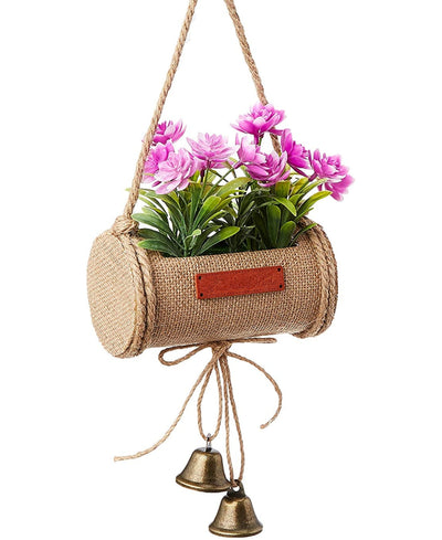 Bellblossom Hanging Bonsai In Jute Duffle With Bells