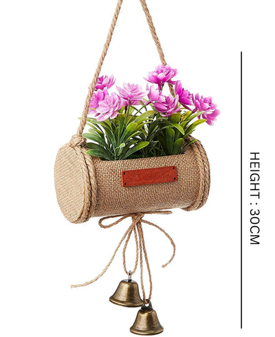 Bellblossom Hanging Bonsai In Jute Duffle With Bells