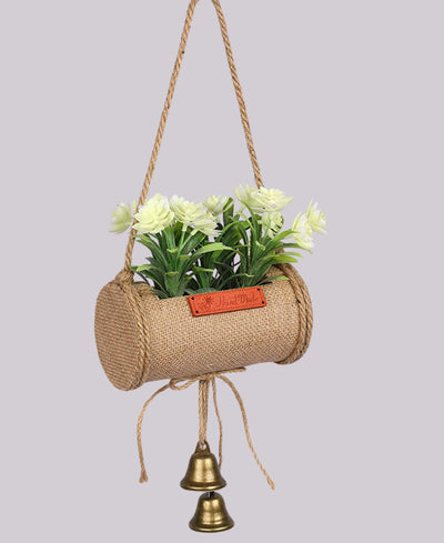 Bellblossom Hanging Bonsai In Jute Duffle With Bells