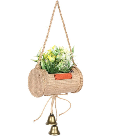Bellblossom Hanging Bonsai In Jute Duffle With Bells