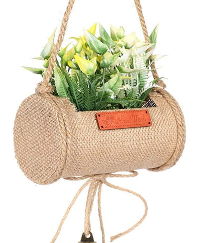 Bellblossom Hanging Bonsai In Jute Duffle With Bells