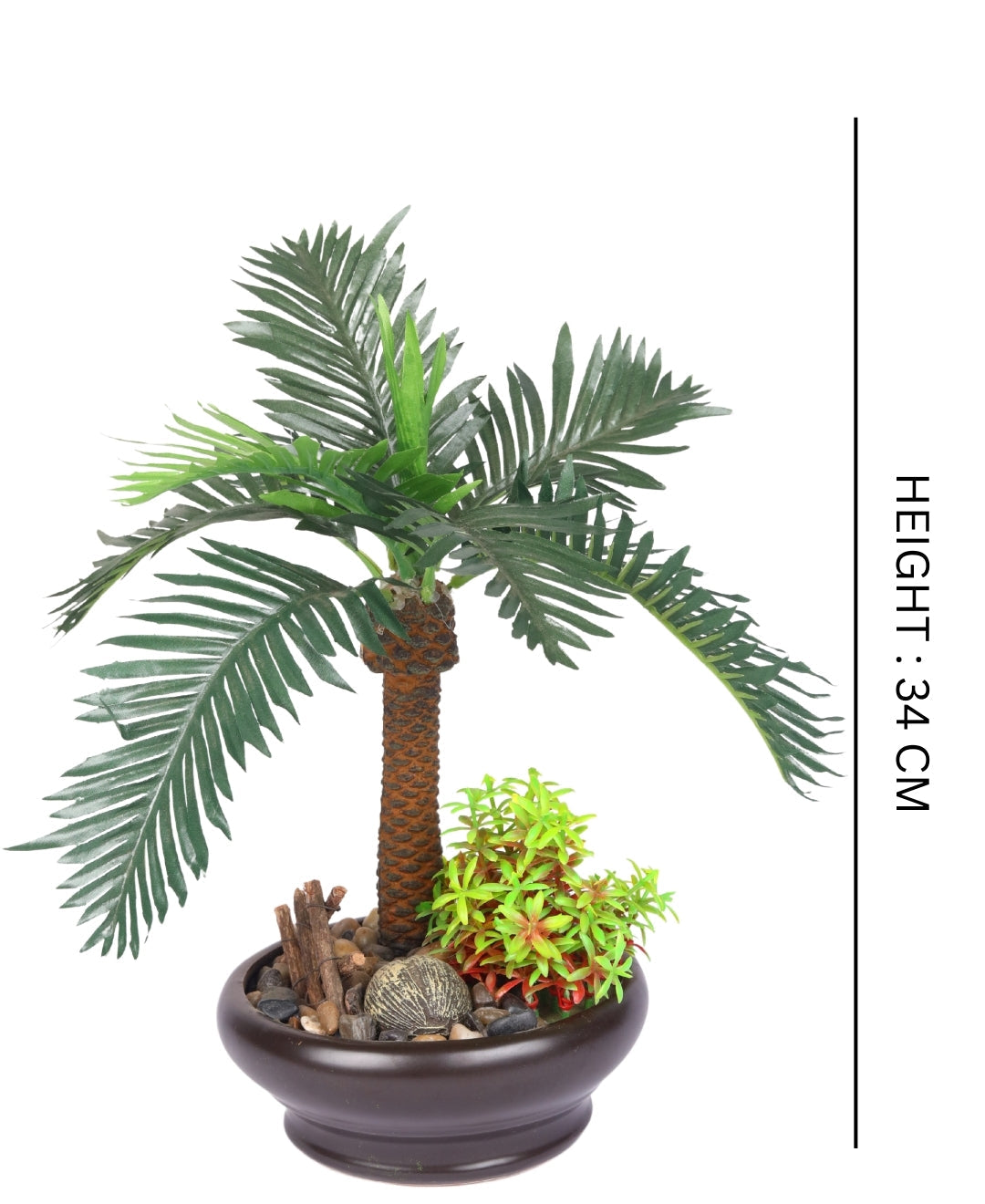 Cococalm: Artificial Palm Bonsai Plant With Brown Ceramic Pot