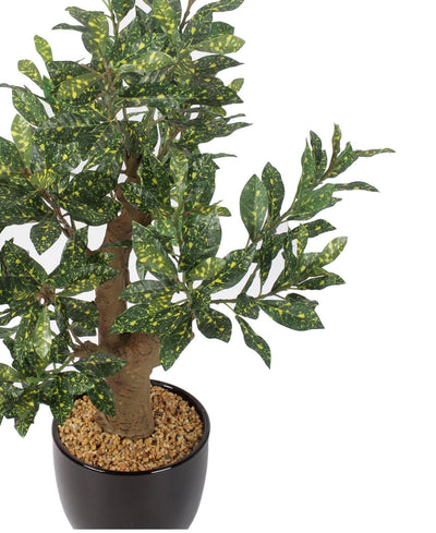 Stunning Artificial Croton Tabletop Plant In Black Ceramic Pot