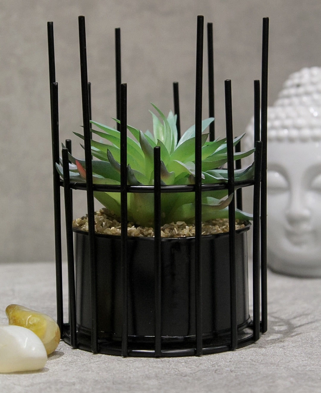 Artificial Succulent Bonsai In Metal Pot A Modern Touch Of Nature