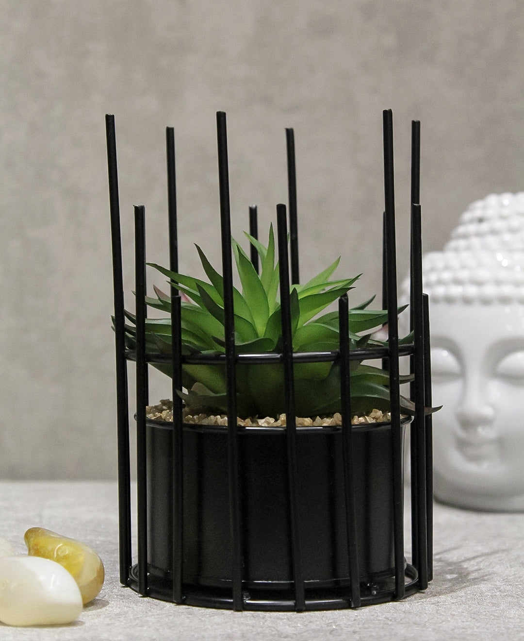 Artificial Succulent Bonsai In Metal Pot A Modern Touch Of Nature