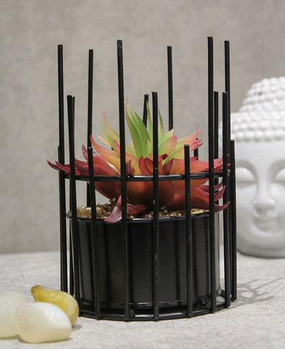 Artificial Succulent Bonsai In Metal Pot A Modern Touch Of Nature