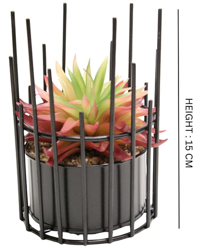 Artificial Succulent Bonsai In Metal Pot A Modern Touch Of Nature