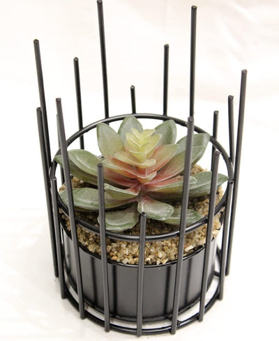 Artificial Succulent Bonsai In Metal Pot Contemporary Elegance