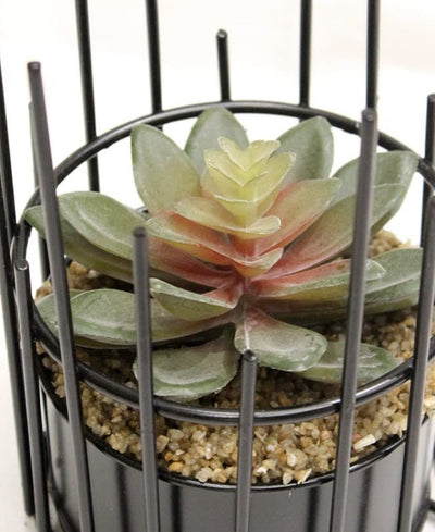 Artificial Succulent Bonsai In Metal Pot Contemporary Elegance