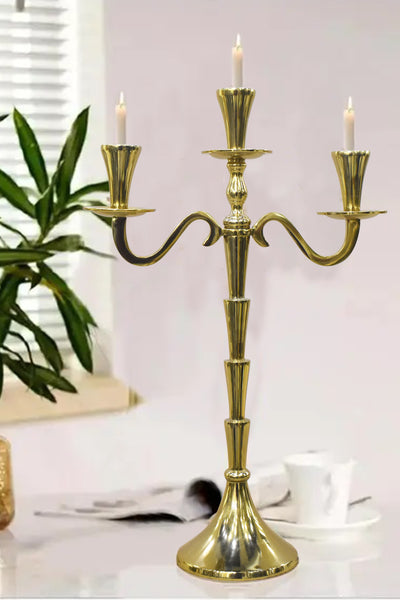 Golden 3-Arm Candelabra - Gold