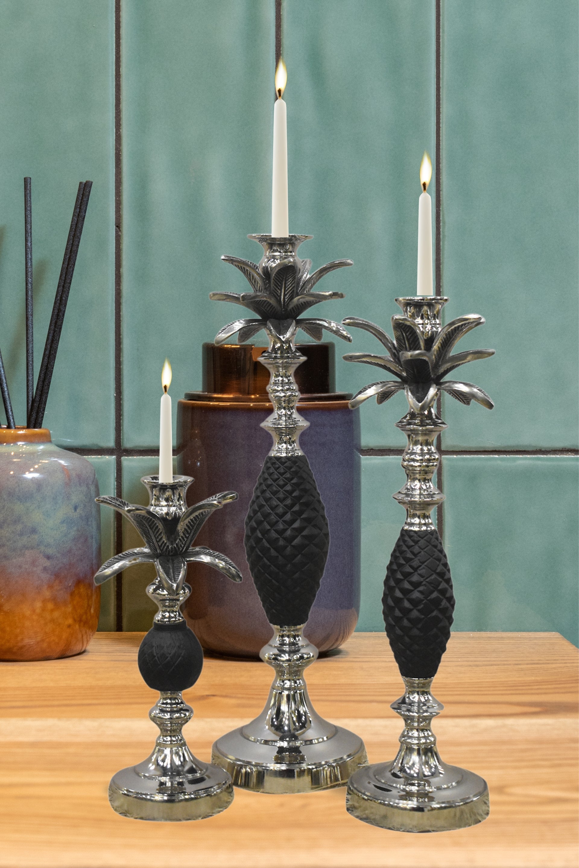 Golden & Silver Pineapple Candle Holder (Large)