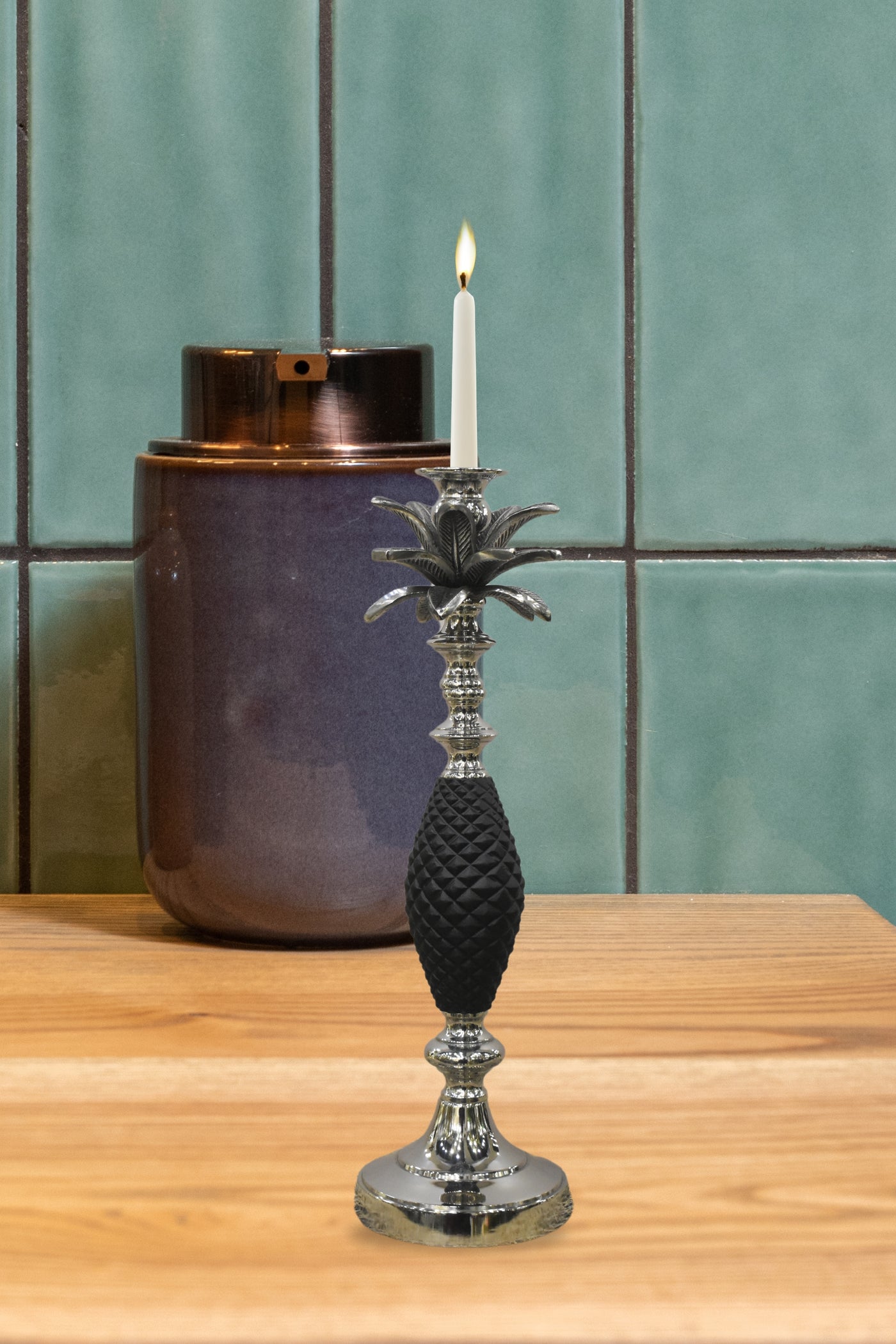 Golden & Silver Pineapple Candle Holder (Medium)