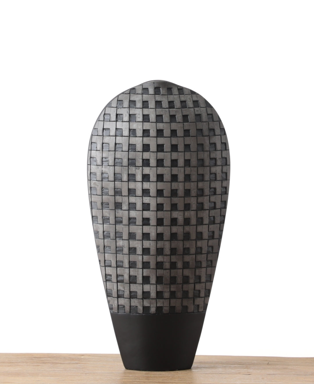 Tapered Woven Grid Resin Vase Dual Tone Finish (Small)