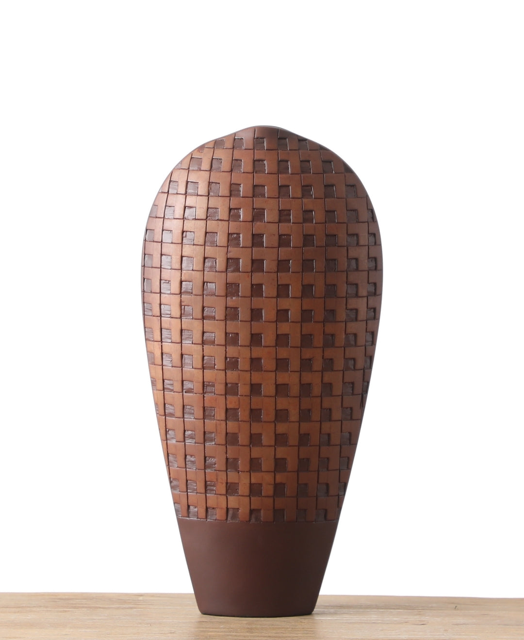 Tapered Woven Grid Resin Vase Dual Tone Finish (Small)