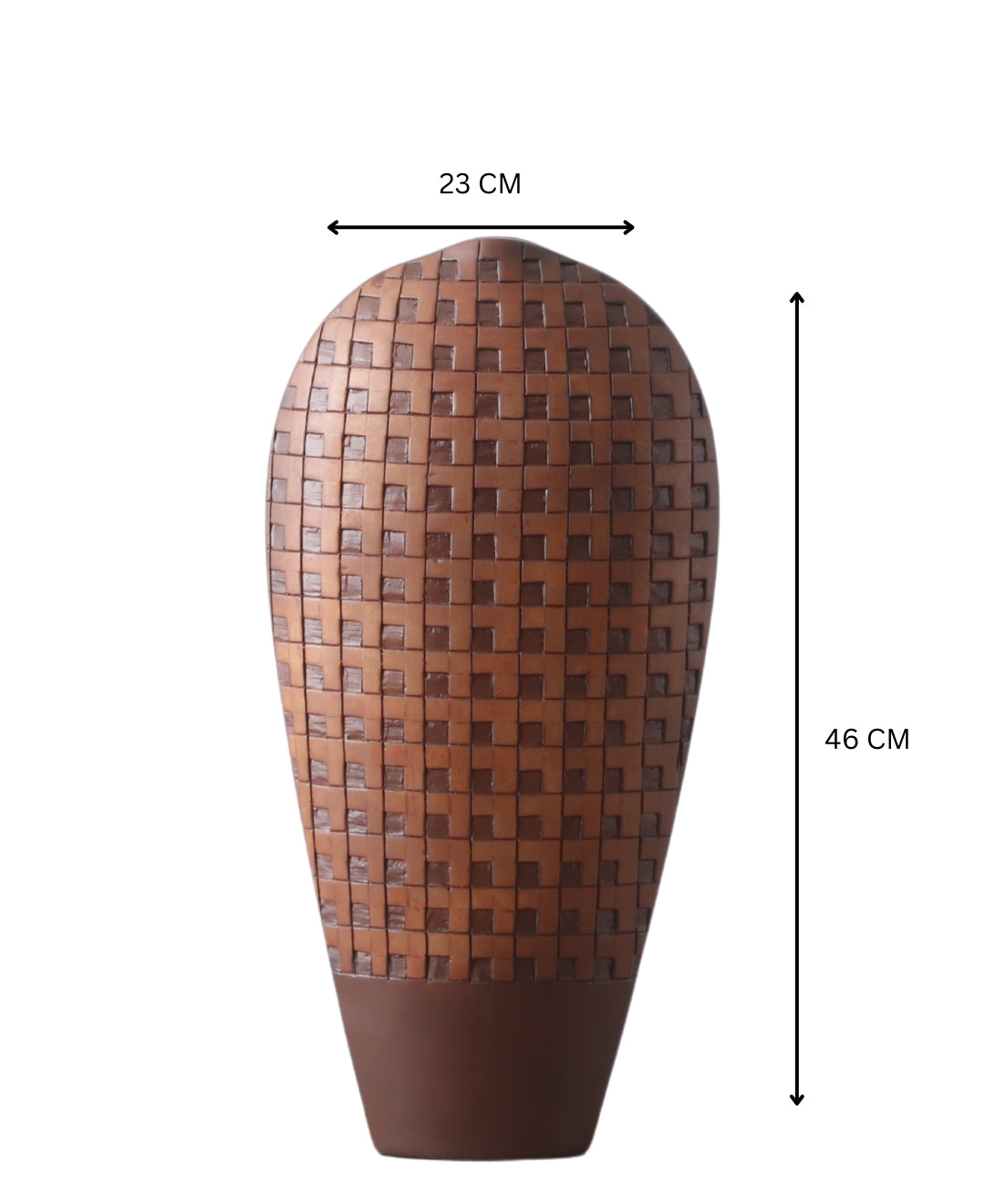 Tapered Woven Grid Resin Vase Dual Tone Finish (Small)