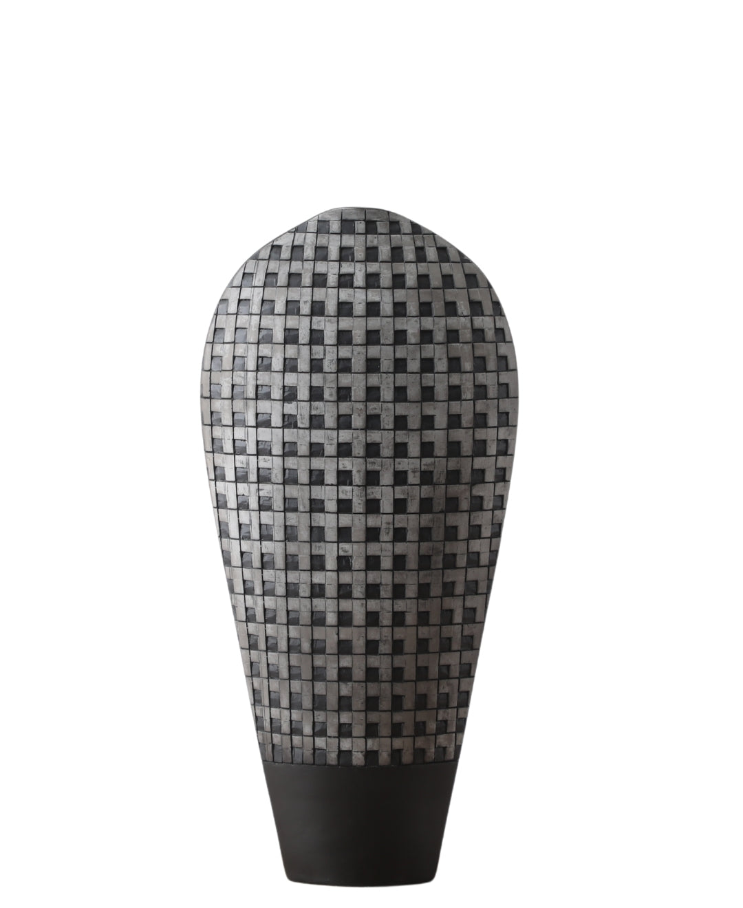 Tapered Woven Grid Resin Vase Dual Tone Finish (Large)