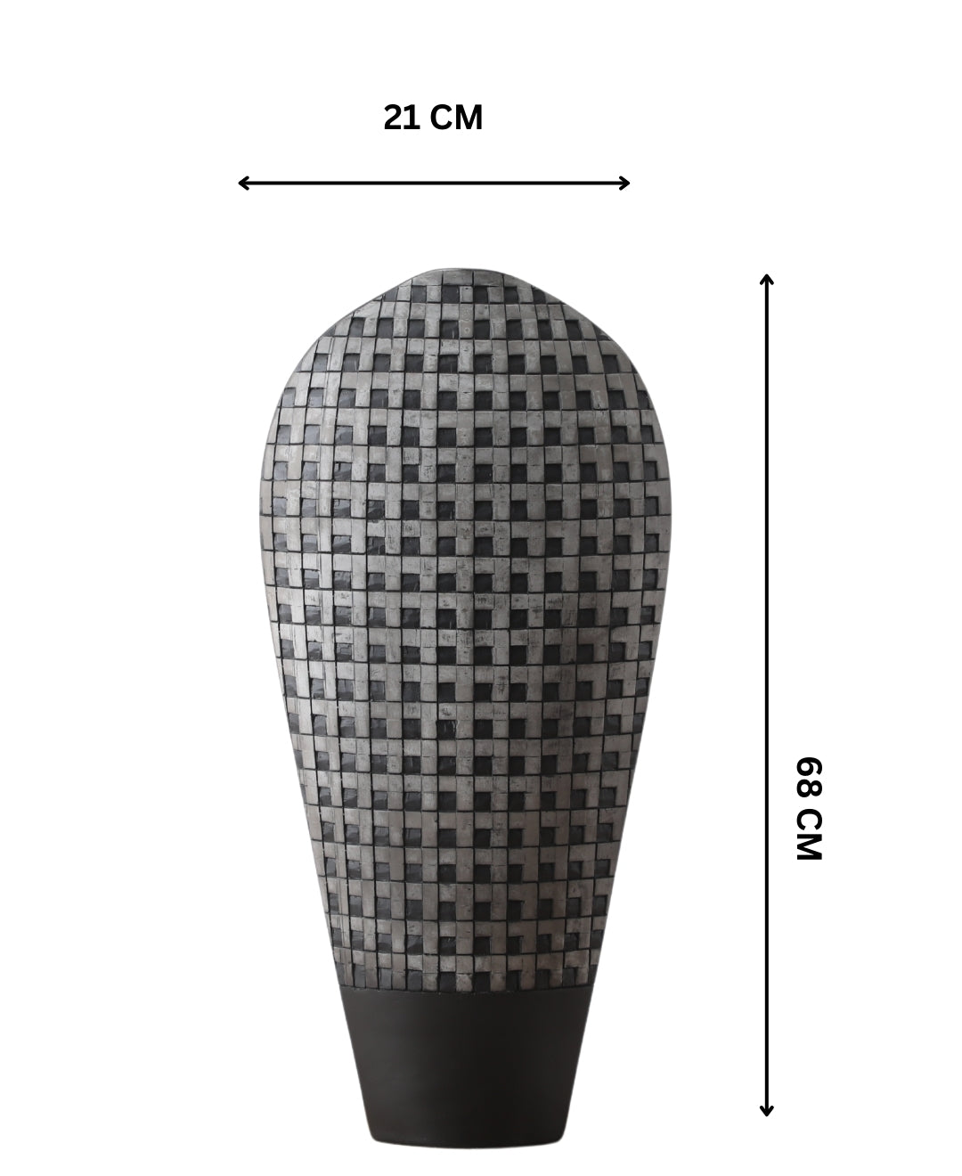 Tapered Woven Grid Resin Vase Dual Tone Finish (Large)