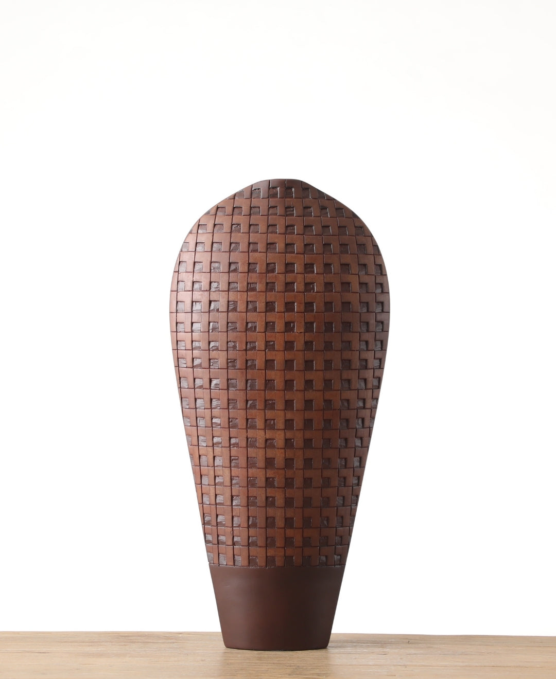 Tapered Woven Grid Resin Vase Dual Tone Finish (Large)