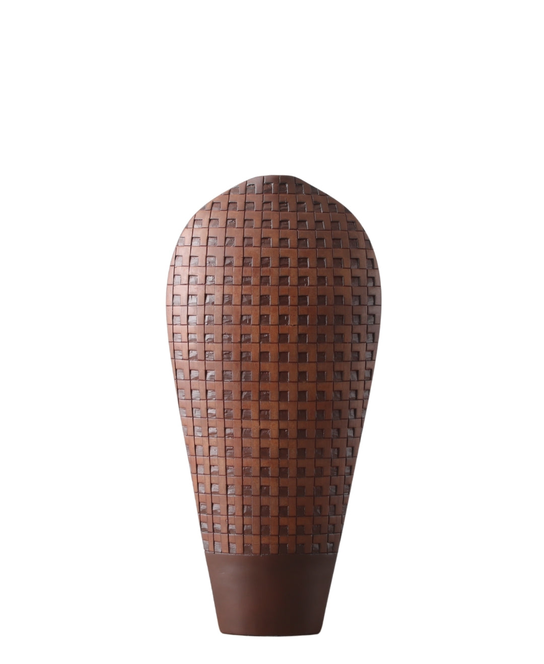 Tapered Woven Grid Resin Vase Dual Tone Finish (Large)