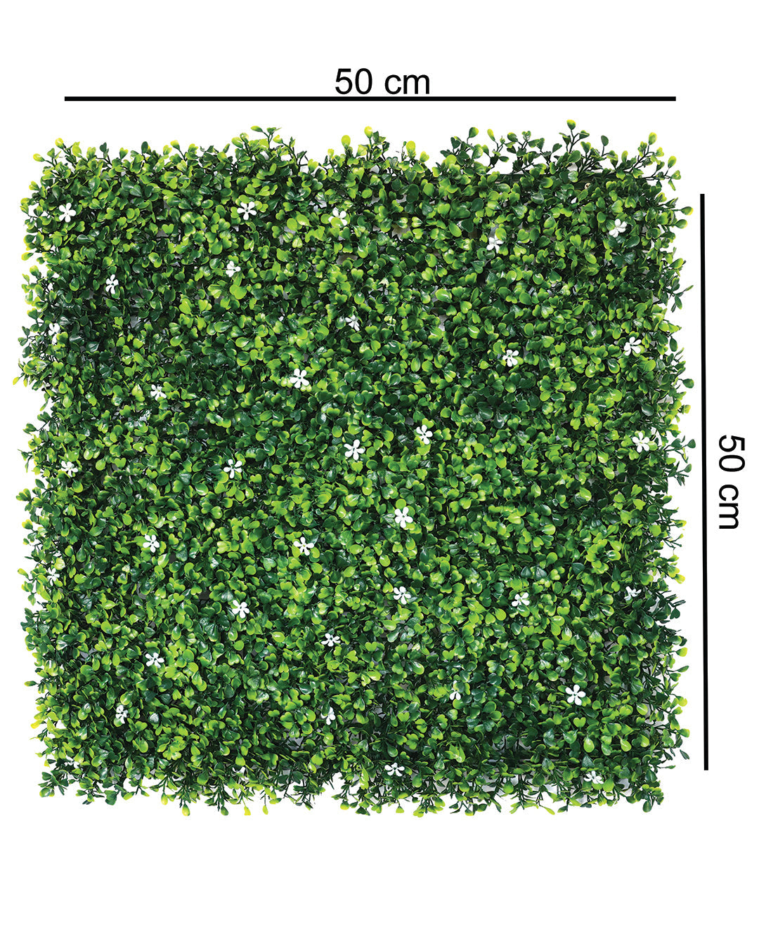 White Flowers With Small Lush Green Leaves Artificial Vertical Garden Wall Tile