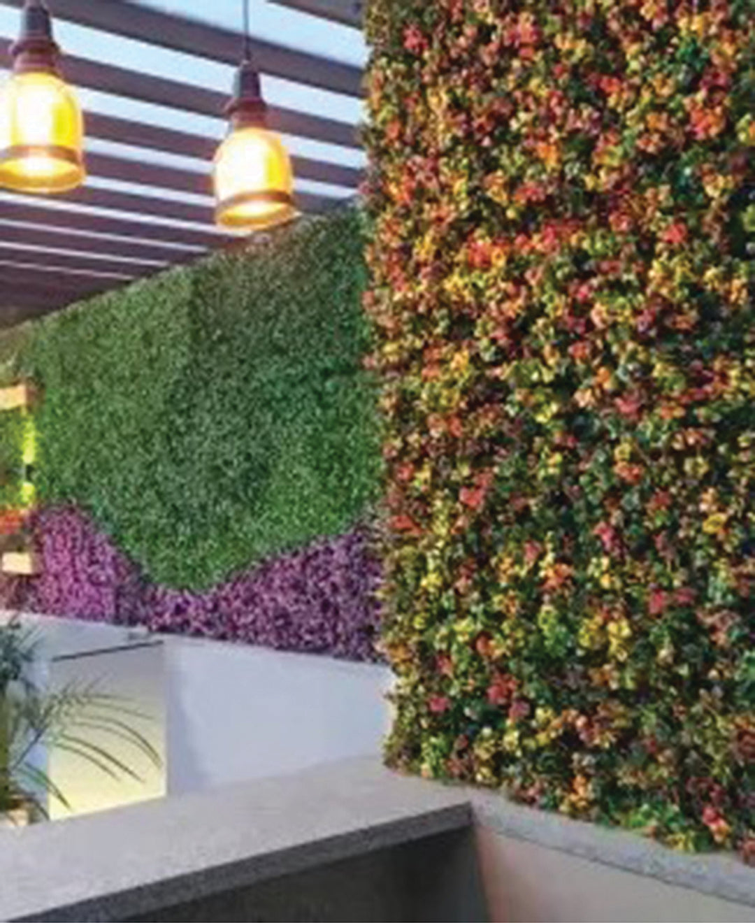 Multicolor Shaded Leaves Artificial Vertical Garden Wall Tile
