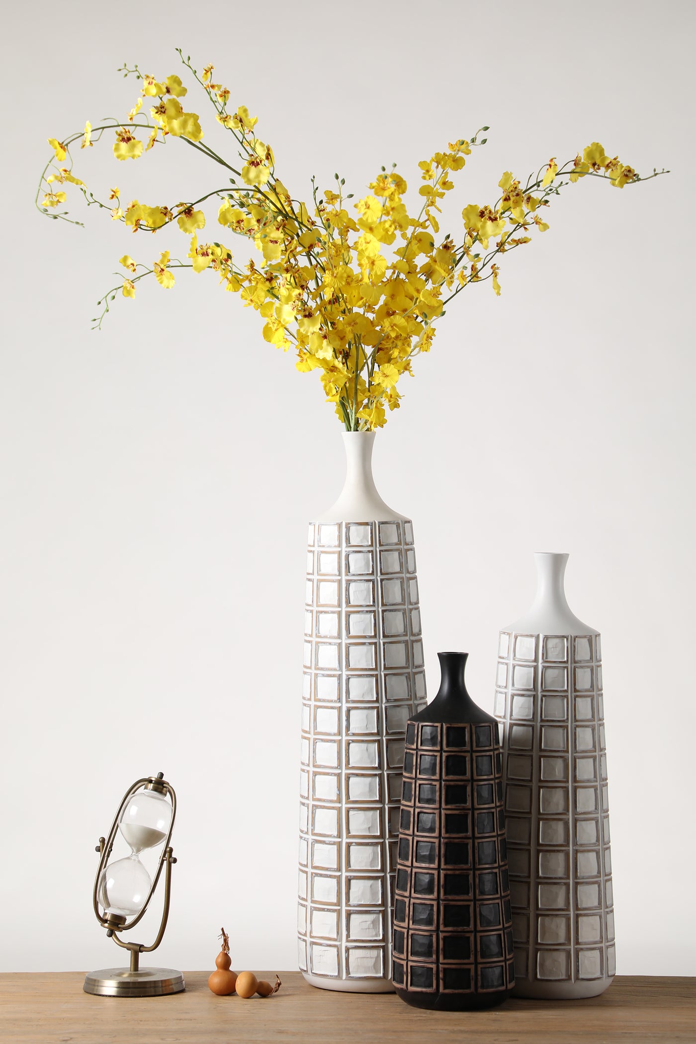 Square pattern tall resin vase for your home or office decor