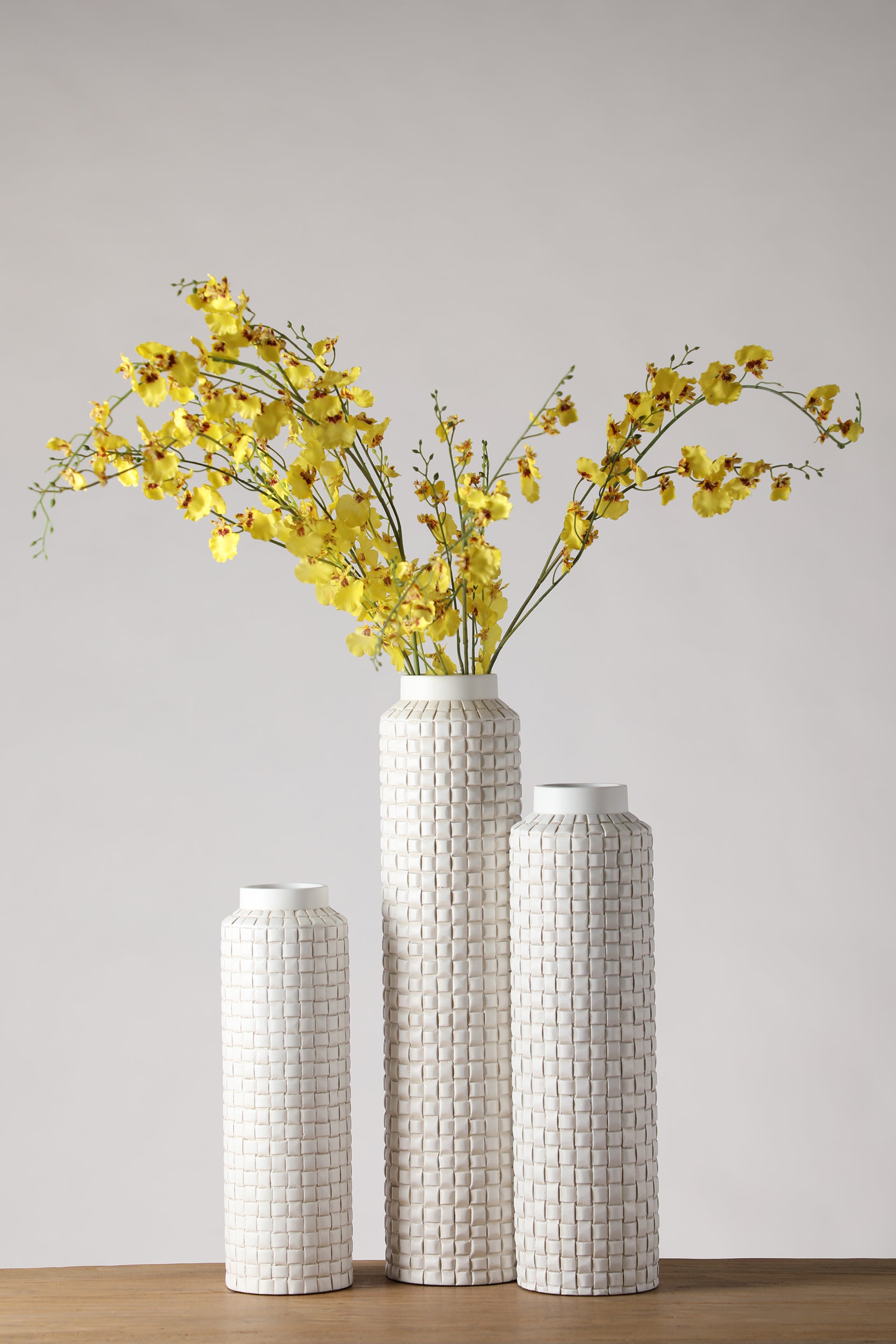 Grid Carved resin vase for your home or office decor-Brown